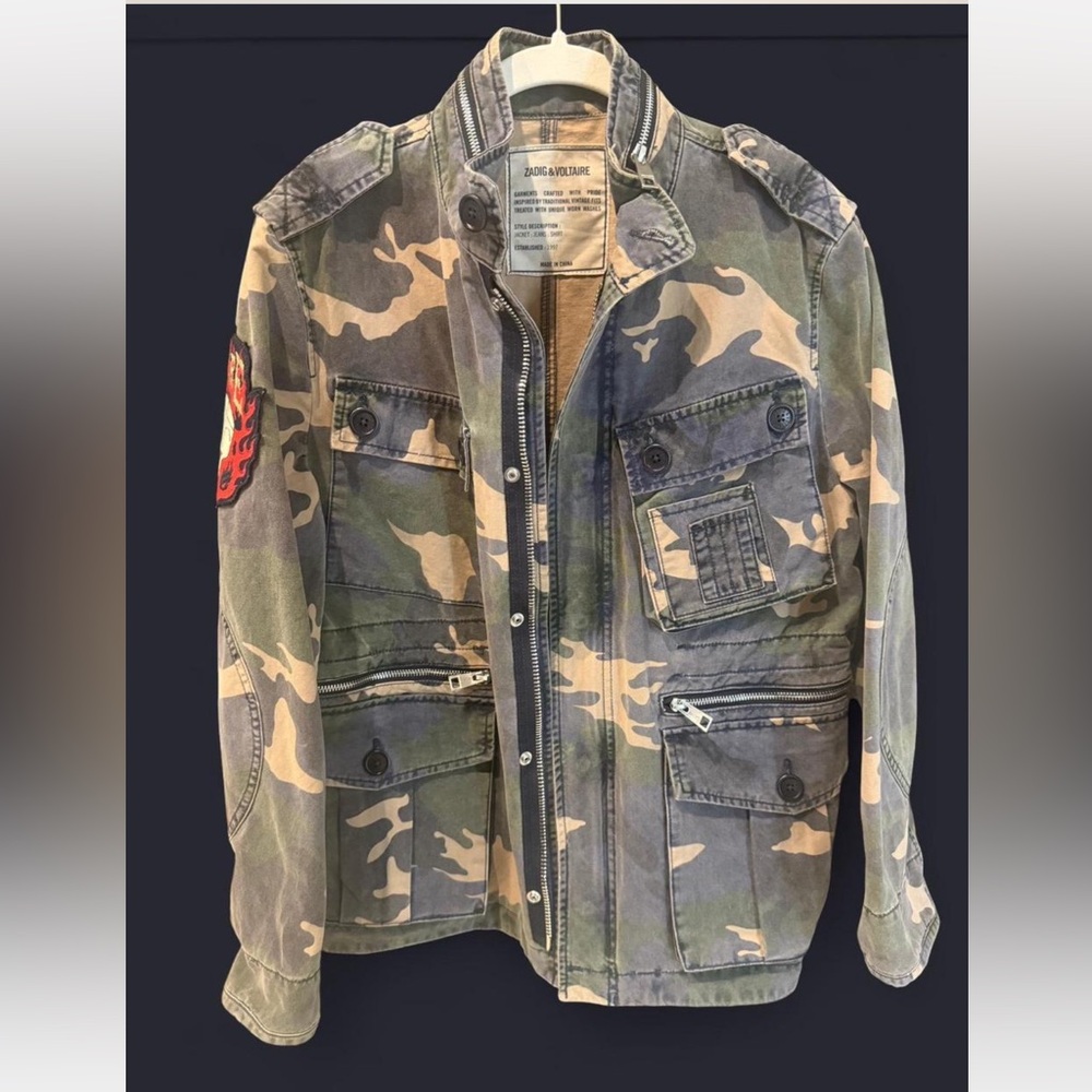 Zadig & Voltaire Kola Camou Military Field Jacket Skull Patch Size S - Picture 3 of 8